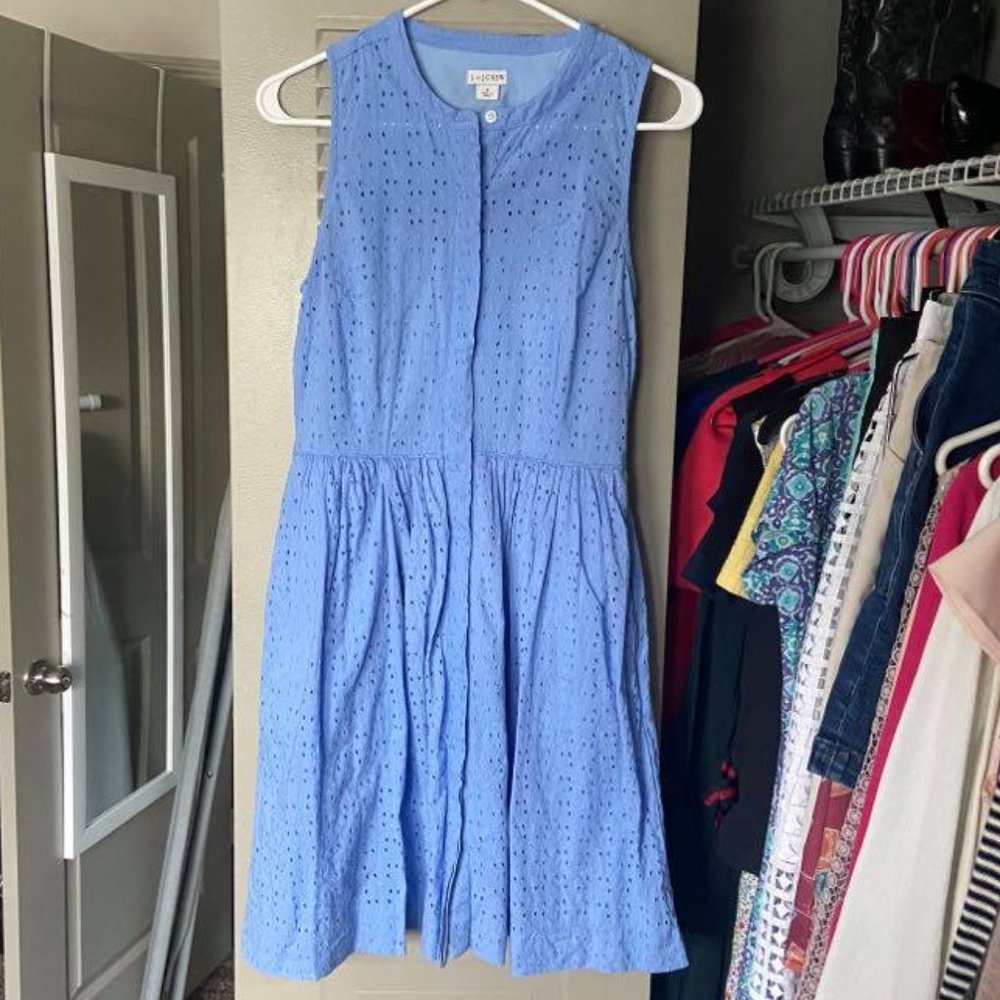 J Crew blue eyelet dress sz 2
